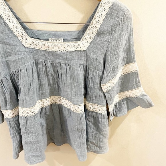 Hayden Girls Embroidered Square Neck Peasant Top Lace Detailing Size  13/14 - Picture 4 of 8